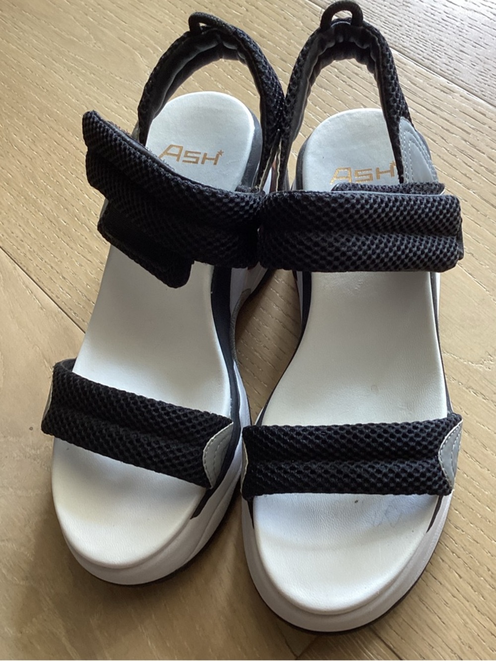 Ash Black and White Mesh Platform Sandals
